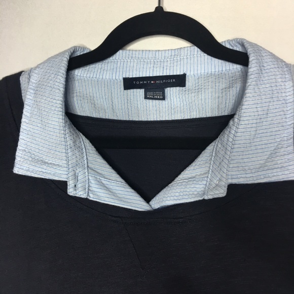 Plus Size XXL Tommy Hilfiger Navy Faux Layered Top - Picture 2 of 8